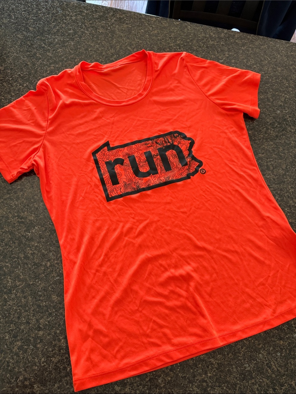 Bright Orange 'runPA’ Graphic Short-Sleeve Tee womens Size Medium